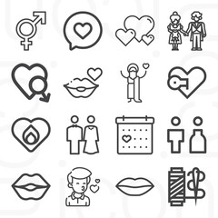 16 pack of desire  lineal web icons set