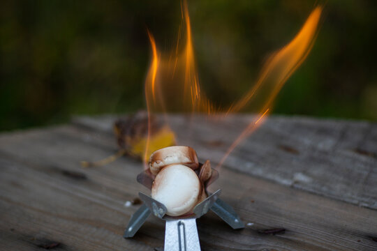 Alcohol burner. Combustion of dry alcohol. 