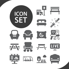 Simple set of comfortable related filled icons.