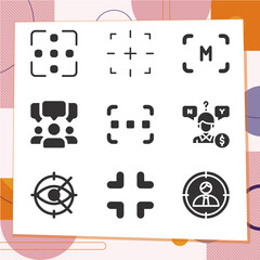 Simple set of 9 icons related to issues