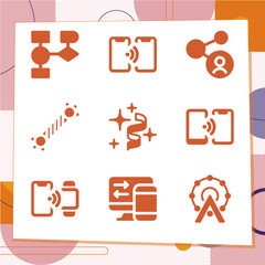 Simple set of 9 icons related to bring together