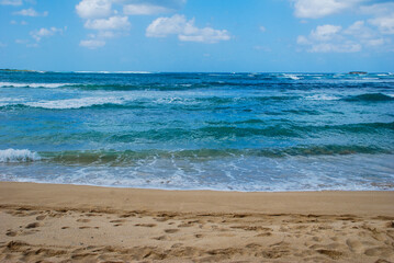 Fototapeta na wymiar beach views, waves, sky, sand, Nature scenes 