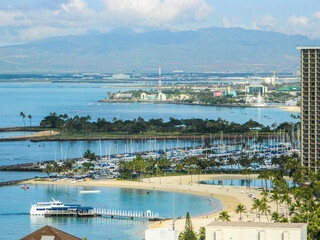 Naklejka premium Honolulu views from the air 