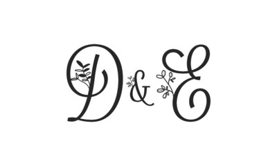 D&E floral ornate letters wedding alphabet characters