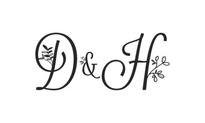 D&H floral ornate letters wedding alphabet characters