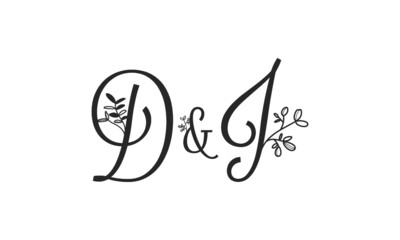 D&J floral ornate letters wedding alphabet characters