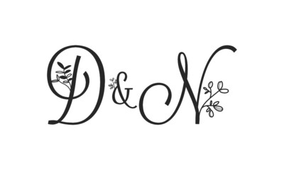 D&N floral ornate letters wedding alphabet characters