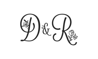 D&R floral ornate letters wedding alphabet characters