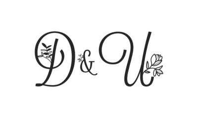 D&U floral ornate letters wedding alphabet characters