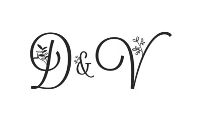 D&V floral ornate letters wedding alphabet characters