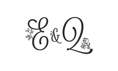 E&Q floral ornate letters wedding alphabet characters