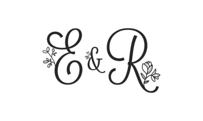 E&R floral ornate letters wedding alphabet characters