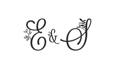 E&S floral ornate letters wedding alphabet characters