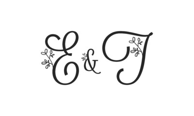 E&T floral ornate letters wedding alphabet characters