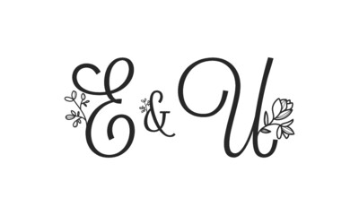 E&U floral ornate letters wedding alphabet characters