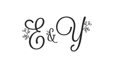 E&Y floral ornate letters wedding alphabet characters