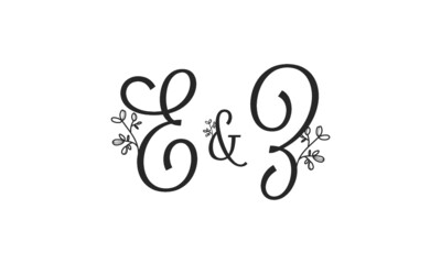 E&Z floral ornate letters wedding alphabet characters