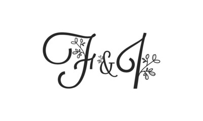 F&I floral ornate letters wedding alphabet characters