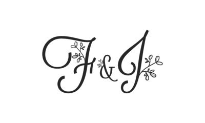 F&J floral ornate letters wedding alphabet characters