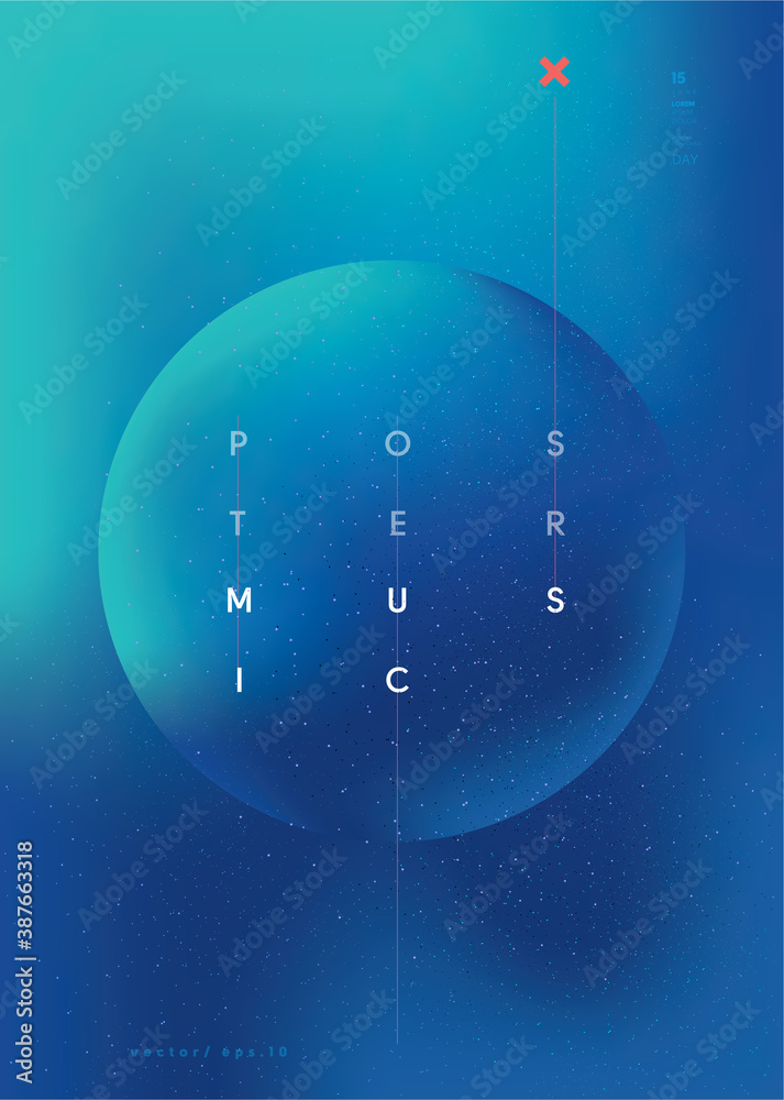 Wall mural abstract gradient background with elements and inscriptions, in a minimalist style. vector illustrat