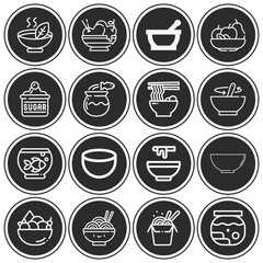 16 pack of tobacco pipe  lineal web icons set