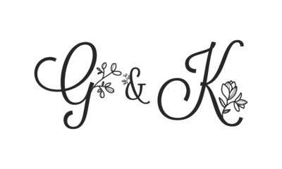 G&K floral ornate letters wedding alphabet characters