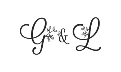 Fototapeta na wymiar G&L floral ornate letters wedding alphabet characters