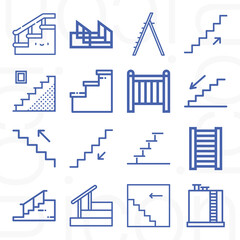 16 pack of emergency exit  lineal web icons set