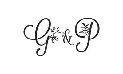 G&P floral ornate letters wedding alphabet characters