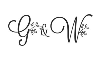 Fototapeta na wymiar G&W floral ornate letters wedding alphabet characters