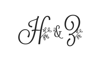 H&Z floral ornate letters wedding alphabet characters