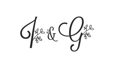 I&G floral ornate letters wedding alphabet characters