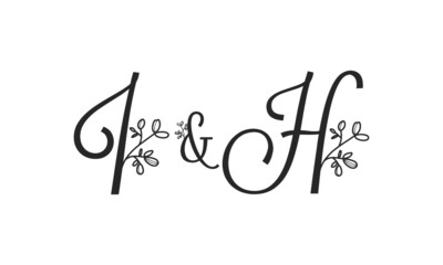 I&H floral ornate letters wedding alphabet characters