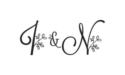 I&N floral ornate letters wedding alphabet characters