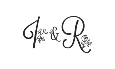 Fototapeta na wymiar I&R floral ornate letters wedding alphabet characters