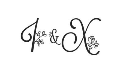 I&X floral ornate letters wedding alphabet characters