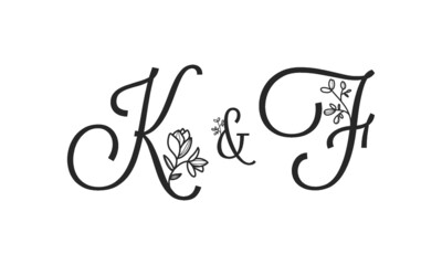 K&F floral ornate letters wedding alphabet characters