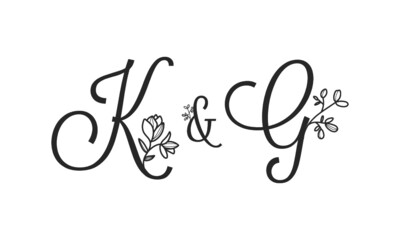 K&G floral ornate letters wedding alphabet characters