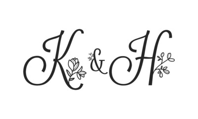 K&H floral ornate letters wedding alphabet characters