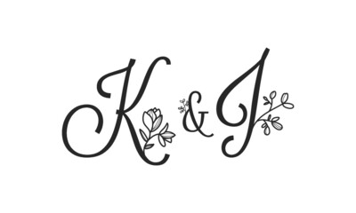 K&J floral ornate letters wedding alphabet characters