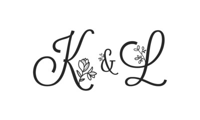 K&L floral ornate letters wedding alphabet characters