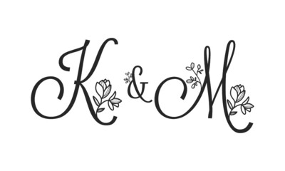 K&M floral ornate letters wedding alphabet characters