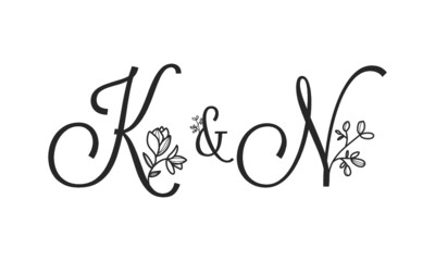 K&N floral ornate letters wedding alphabet characters