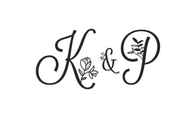 K&P floral ornate letters wedding alphabet characters