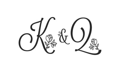 K&Q floral ornate letters wedding alphabet characters