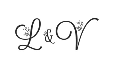 L&V floral ornate letters wedding alphabet characters