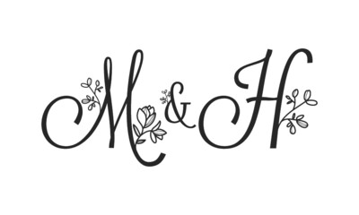 M&H floral ornate letters wedding alphabet characters