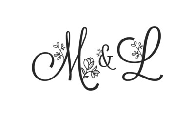 M&L floral ornate letters wedding alphabet characters