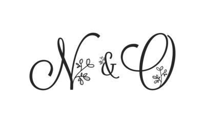 N&O floral ornate letters wedding alphabet characters