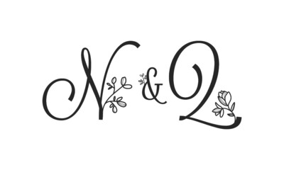 N&Q floral ornate letters wedding alphabet characters